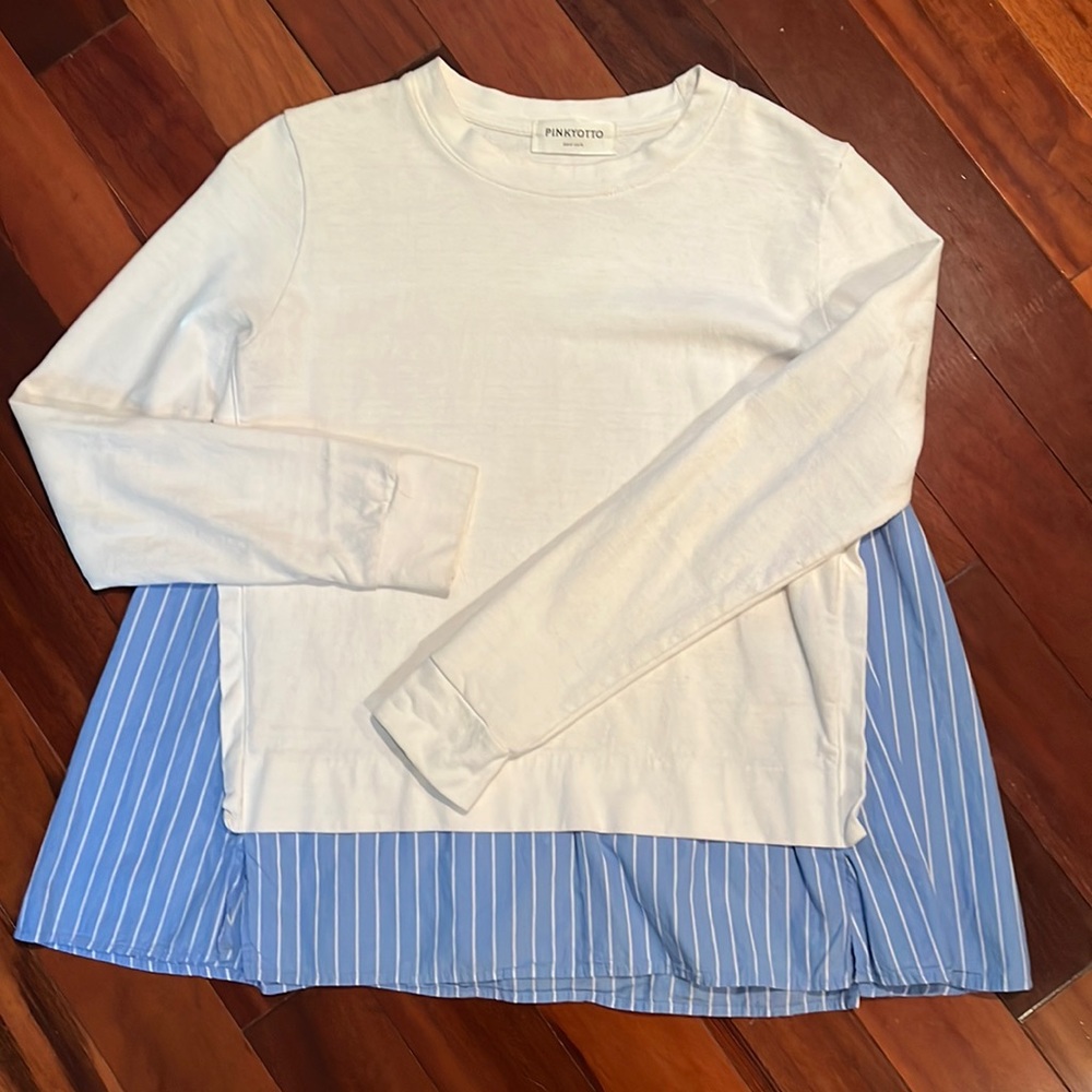 White and pinstripe top